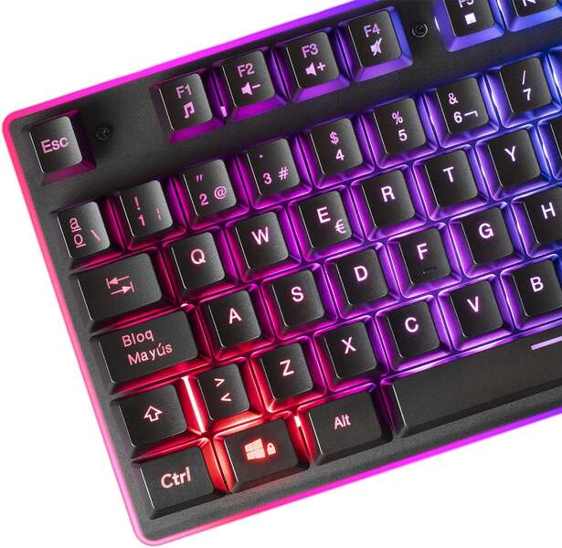 Mars Gaming Teclado MK320 - 439x135x37mm - H-MECH, Iluminacion RGB, Reposamuñecas Acolchado - Ergonomia y Prestaciones Profesionales - Color Negro 1 pieza(s)