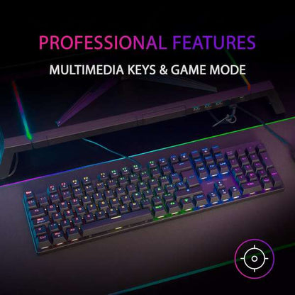 Mars Gaming Teclado Mecanico RGB MK422 - Tecnologia Antipolvo - 12 efectos de Iluminacion - Teclas imborrables - Funciones Multimedia y Modo Juego - PR de 1000Hz - Anti-Ghosting Avanzado - Compatibilidad Multiplataforma - Italiano - Color Negro 1 pieza(s)