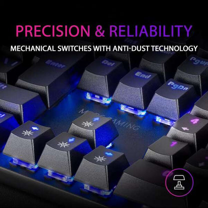 Mars Gaming Teclado Mecanico RGB MK422 - Tecnologia Antipolvo - 12 efectos de Iluminacion - Teclas imborrables - Funciones Multimedia y Modo Juego - PR de 1000Hz - Anti-Ghosting Avanzado - Compatibilidad Multiplataforma - Italiano - Color Negro 1 pieza(s)