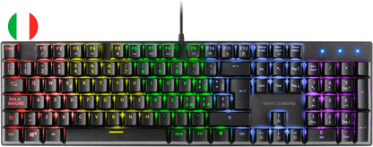 Mars Gaming Teclado Mecanico RGB MK422 - Tecnologia Antipolvo - Efectos de Iluminacion Rainbow - Teclas Ultra-resistentes - Funciones Multimedia y Modo Juego - PR de 1000Hz - Anti-Ghosting Avanzado - Compatibilidad Multiplataforma - Color Negro 1 pieza(s)