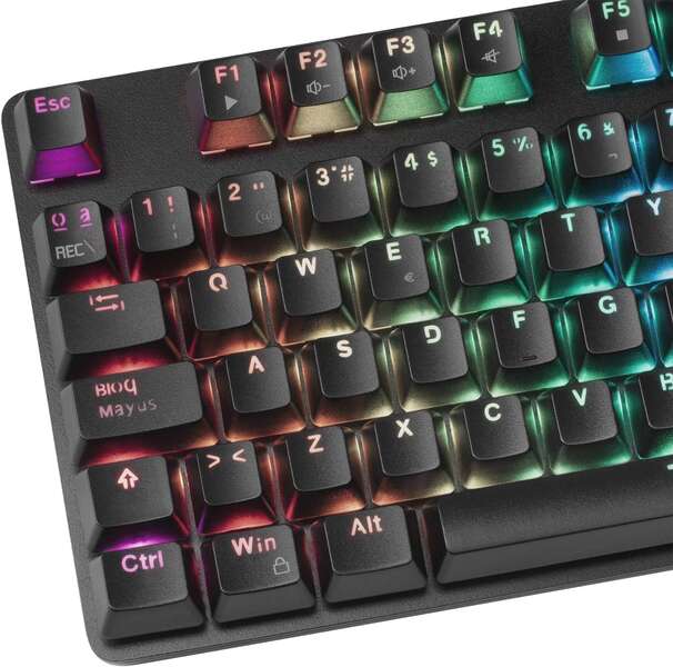 Mars Gaming MK5 Teclado Mecanico RGB - 435x129x37mm - Switches OUTEMU SQ - Diseño Gaming Solido - Iluminacion Full RGB - Reposamuñecas Acolchado - Software de Control Profesional - Portugues - Color Negro 1 pieza(s)