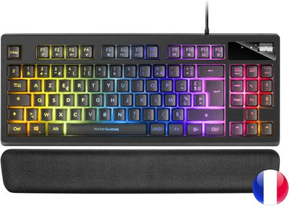 Mars Gaming Teclado Gaming MKAX RGB Control - Compacto TKL - Pulsacion H-Mech - 9 Efectos RGB - Boton Roller Volumen - Reposamuñecas Memory Gel - Compatibilidad Multiplataforma - Color Negro 1 pieza(s)