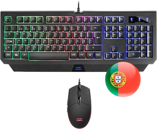 Mars Gaming Combo Gaming MCP100 - Teclado H-Mechanical RED y Raton 3200 DPI - Diseño RGB Profesional - Durabilidad y Precision - Control y Velocidad - Tecnologia H-Mechanical RED - Prestaciones Gaming Avanzadas - Portugues - Color Negro 1 pieza(s)