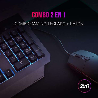 Mars Gaming Combo Gaming MCP100 - Teclado H-Mechanical RED y Raton 3200 DPI - Diseño RGB Profesional - Durabilidad y Precision - Control y Velocidad - Tecnologia H-Mechanical RED - Prestaciones Gaming Avanzadas - Portugues - Color Negro 1 pieza(s)