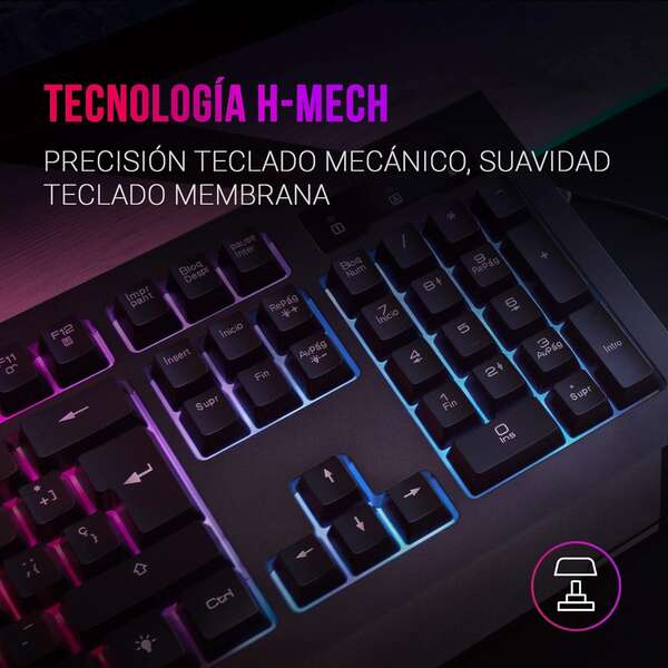 Mars Gaming Combo Gaming MCP100 - Teclado H-Mechanical RED y Raton 3200 DPI - Diseño RGB Profesional - Durabilidad y Precision - Control y Velocidad - Tecnologia H-Mechanical RED - Prestaciones Gaming Avanzadas - Portugues - Color Negro 1 pieza(s)