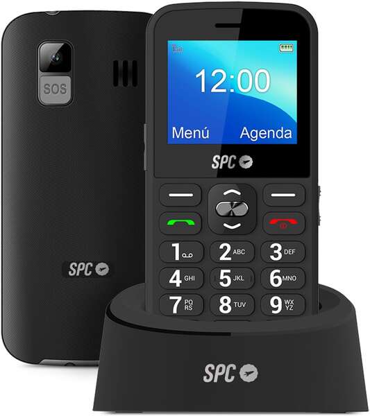 SPC Telefono Movil para Personas Mayores - Teclas y Numeros Grandes - Boton SOS - Notificaciones y Timbre Inteligentes - Base de Carga - Comodo y Facil de Usar - Color Negro 1 pieza(s)