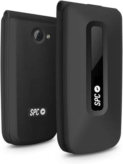 SPC Titan Telefono de Tapa - Diseño Funcional y Elegante - Botones y Teclas Grandes - Acciones Inteligentes de Ayuda - Acceso Directo a Dos Contactos - Volumen Extra Alto - Cargador USB Tipo C - Color Negro 1 pieza(s)