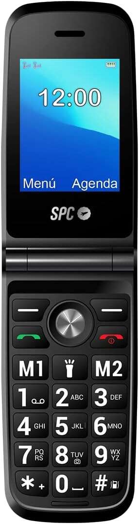 SPC Titan Telefono de Tapa - Diseño Funcional y Elegante - Botones y Teclas Grandes - Acciones Inteligentes de Ayuda - Acceso Directo a Dos Contactos - Volumen Extra Alto - Cargador USB Tipo C - Color Negro 1 pieza(s)