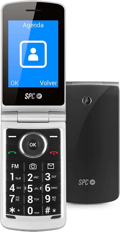 SPC Telefono Movil Minimalista con Tapa - 19mm de Espesor - Pantalla XL y Teclado Retroiluminado - Volumen Extra Alto - Accesos Directos a Camara, SMS y Radio - Funciones Practicas - Configuracion Remota - Color Negro 1 pieza(s)