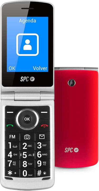 SPC Telefono Movil Minimalista con Tapa - 19mm de Espesor - Pantalla XL y Teclado Retroiluminado - Volumen Extra Alto - Accesos Directos a Camara, SMS y Radio - Funciones Practicas - Configuracion Remota - Color Rojo 1 pieza(s)