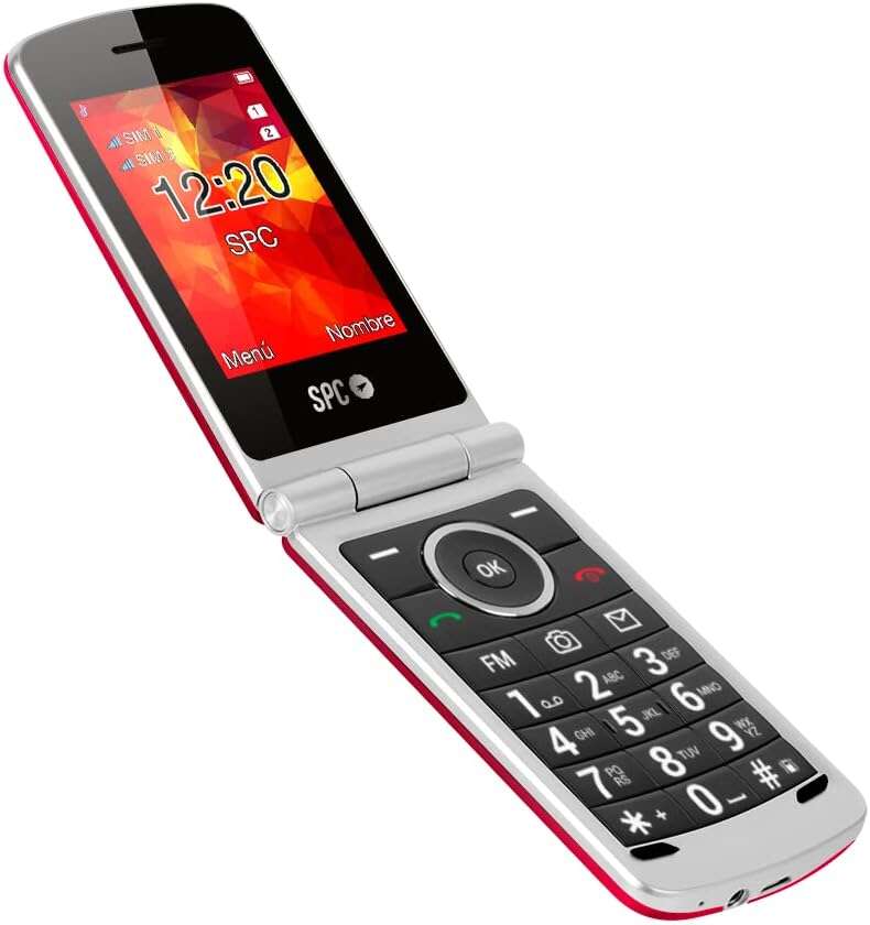 SPC Telefono Movil Minimalista con Tapa - 19mm de Espesor - Pantalla XL y Teclado Retroiluminado - Volumen Extra Alto - Accesos Directos a Camara, SMS y Radio - Funciones Practicas - Configuracion Remota - Color Rojo 1 pieza(s)