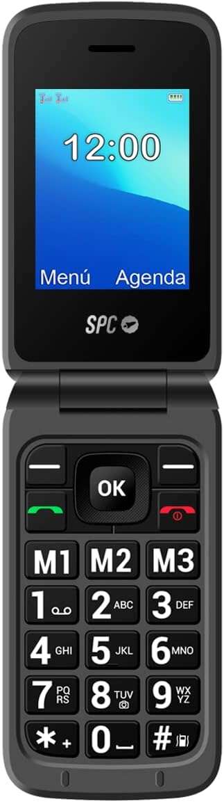 SPC Telefono Movil Boton SOS - de Tapa para Personas Mayores - Boton de Emergencias - Botones y Teclas Grandes - Ayuda Inteligente en Remoto - Acceso Directo a Tres Contactos - Base de Carga y Conector USB Tipo C - Color Titanio 1 pieza(s)