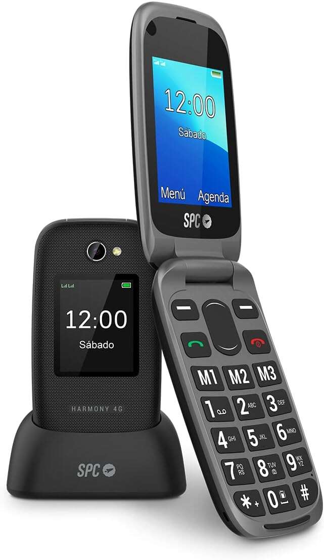 SPC Harmony 4G Telefono Movil para Mayores - Botones Grandes Retroiluminados - Volumen de Timbre de hasta 97.5Db - Compatible con Audifonos - Boton de SOS - Funcion Smart Help - Base de Carga Incluida - Color Negro 1 pieza(s)