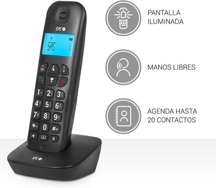 SPC - AIR PRO DÚO Teléfono analógico Identificador de llamadas Negro