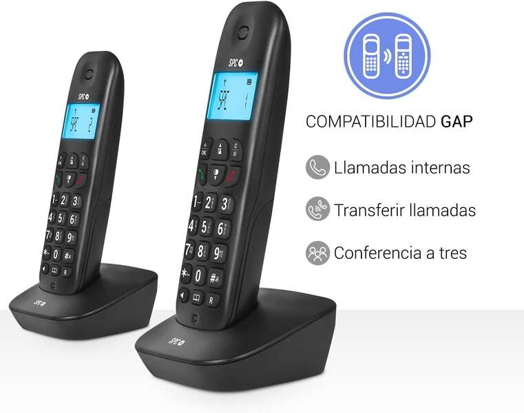 SPC - AIR PRO DÚO Teléfono analógico Identificador de llamadas Negro