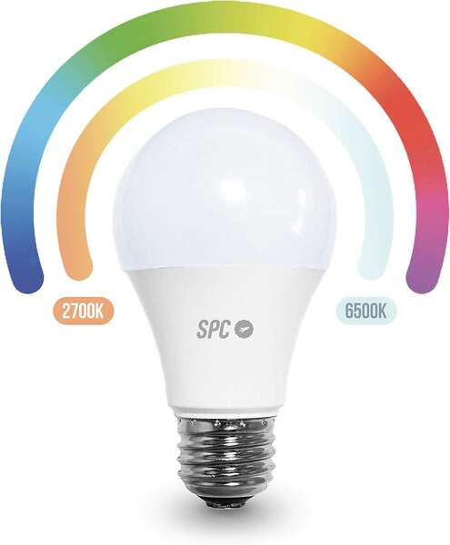 SPC Aura 800 Bombilla Led Regulable Wi-Fi E27 - Control de Intensidad y Color - Compatible con Amazon Alexa y Google Assistant - APP SPC Iot - Color Blanco 1 pieza(s)