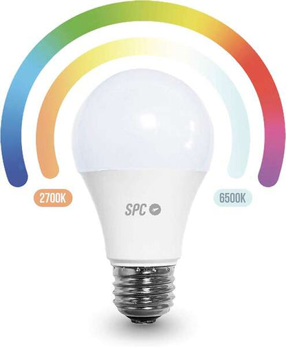 SPC Aura 800 Bombilla Led Regulable Wi-Fi E27 - Control de Intensidad y Color - Compatible con Amazon Alexa y Google Assistant - APP SPC Iot - Color Blanco 1 pieza(s)