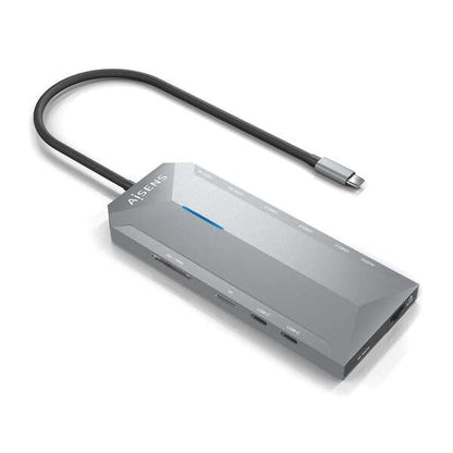 AISENS - USB-C Dock 12 En 1  USB-C A 2xHDMI  1xRJ45  3xUSB-A  2xUSB-C  1xUSB-C PD  1xAudio  1xSD  1xMicro SD  Gris  30cm