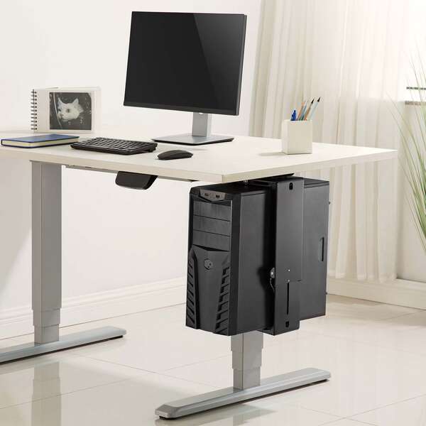 Aisens Soporte Giratorio y Altura Personalizable para CPU por Debajo de Escritorio con Mango de Bloqueo Facil - Color Negro 1 pieza(s)