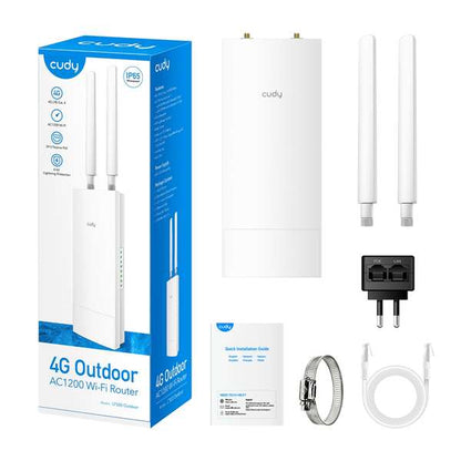 Cudy LT500 Outdoor Router WiFi 4G Cat 4 AC1200 Doble Banda - 1x Puerto Lan 10/100Mbps - 2 Antenas Externas 1 pieza(s)