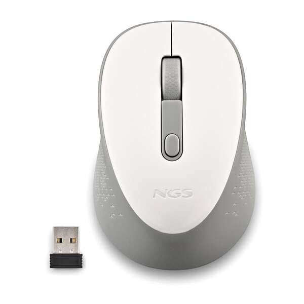 NGS Dew White Raton Inalambrico USB 1600dpi - 3 Botones - Uso Diestro - Color Blanco/Gris 1 pieza(s)