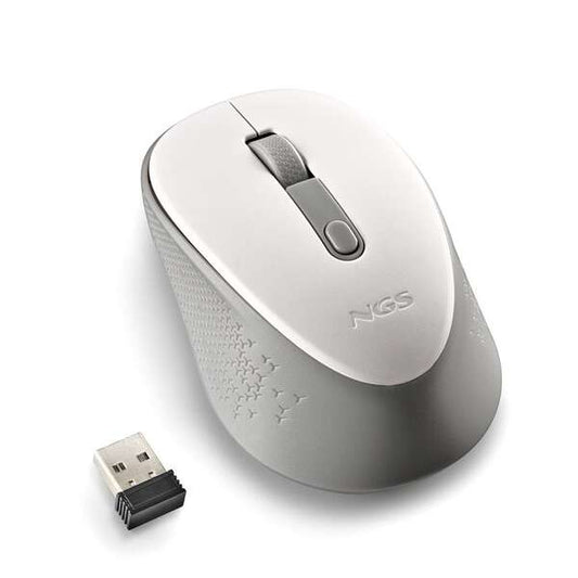 NGS Dew White Raton Inalambrico USB 1600dpi - 3 Botones - Uso Diestro - Color Blanco/Gris 1 pieza(s)