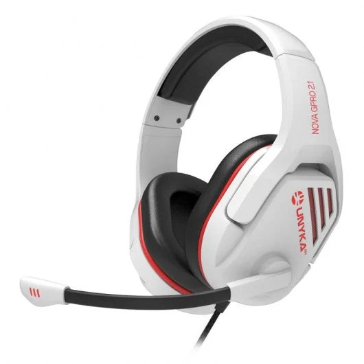 Unykach Gaming Nova Gpro White 2.1 Auriculares con Microfono Ajustable - Diadema Ajustable - Almohadillas Acolchadas - Controles en Cable - Cable de 1.20m - Color Blanco 1 pieza(s)