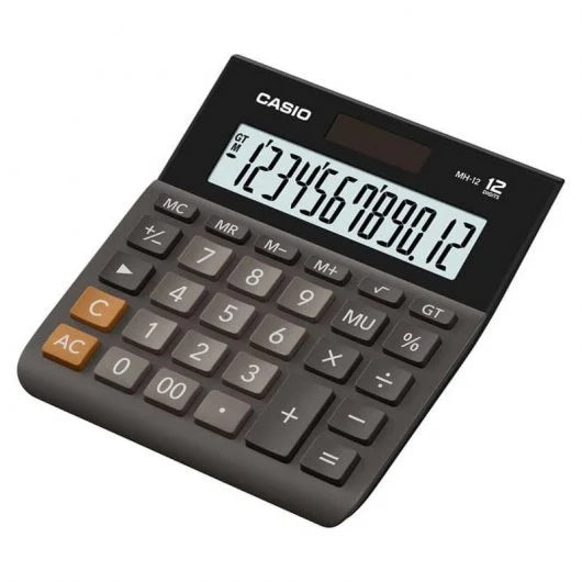 Casio MH-12 Calculadora de Sobremesa - Pantalla Extragrande LCD de 12 Digitos - Solar y Pilas - Color Negro 1 pieza(s)