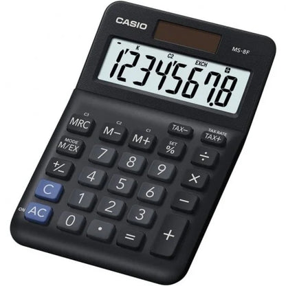 Casio MS-8F Calculadora Basica de Escritorio - Pantalla LCD de 8 Digitos - Solar y Pilas - Color Negro 1 pieza(s)