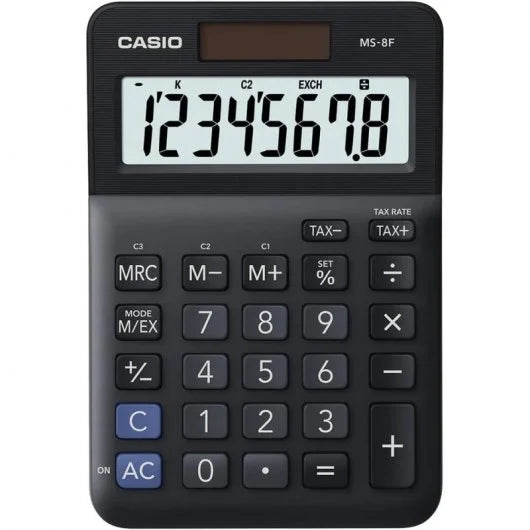 Casio MS-8F Calculadora Basica de Escritorio - Pantalla LCD de 8 Digitos - Solar y Pilas - Color Negro 1 pieza(s)