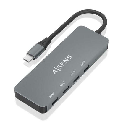 AISENS - Hub USB 3.2 Gen2 10G USB-C  USB-C/M-4xUSB-C/H  Gris  15cm