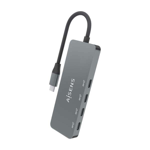 AISENS - Hub USB 3.2 Gen2 10G USB-C  USB-C/M-4xUSB-C/H  Gris  15cm