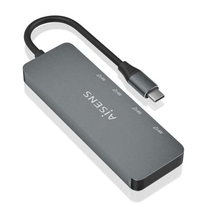 AISENS - Hub USB 3.2 Gen2 10G USB-C  USB-C/M-2xUSB-C/H-2xUSB-A/H  Gris  15cm