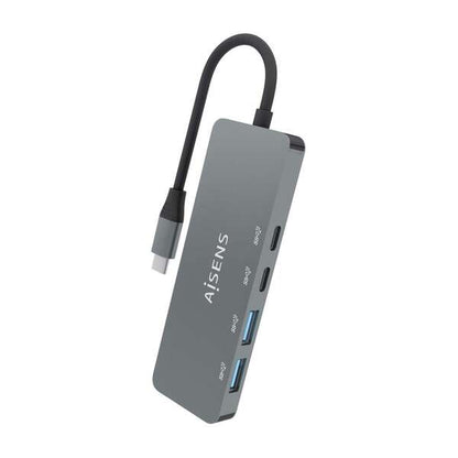 AISENS - Hub USB 3.2 Gen2 10G USB-C  USB-C/M-2xUSB-C/H-2xUSB-A/H  Gris  15cm