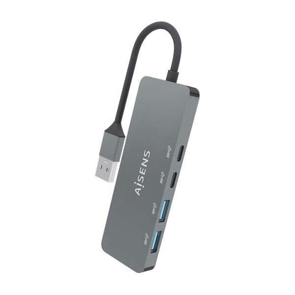 AISENS - Hub USB 3.2 Gen2 10G USB-A  USB-A/M-2xUSB-C/H-2xUSB-A/H  Gris  15cm