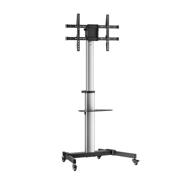 AISENS - Floor Stand with Wheel  DVD Tray for Monitor/TV 50Kg from 37-86  Black-Silver