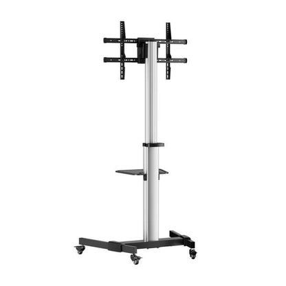 AISENS - Floor Stand with Wheel  DVD Tray for Monitor/TV 50Kg from 37-86  Black-Silver