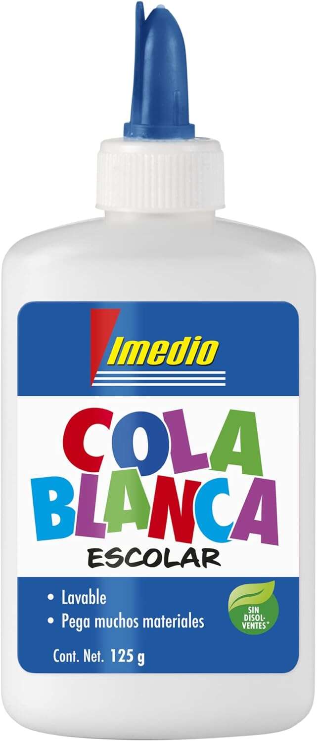 Imedio - IMEDIO COLA BLANCA ESCOLAR BOTE 125GR NUEVO DISEÑO - Pack de 12 unidades