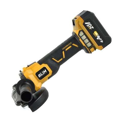 Blim Radial 115mm S/Carbones 20V - Bateria 4Ah - Velocidad Variable - Maletin de Transporte - Color Amarillo 1 pieza(s)