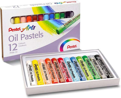 Pentel Oil Pastels Pack de 12 Pasteles Oleo - Blandos, Cremosos y de Secado Lento - Colores Surtidos 1 pieza(s)