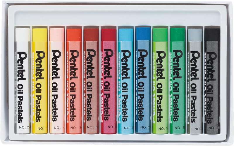 Pentel Oil Pastels Pack de 12 Pasteles Oleo - Blandos, Cremosos y de Secado Lento - Colores Surtidos 1 pieza(s)