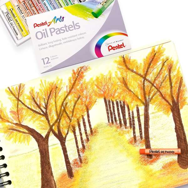 Pentel Oil Pastels Pack de 12 Pasteles Oleo - Blandos, Cremosos y de Secado Lento - Colores Surtidos 1 pieza(s)