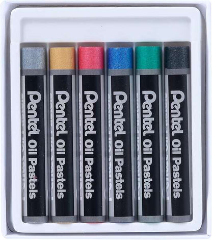 Pentel Oil Pastels Pack de 6 Pasteles Oleo Metalicos - Blandos, Cremosos y de Secado Lento - Colores Metalicos Surtidos 1 pieza(s)