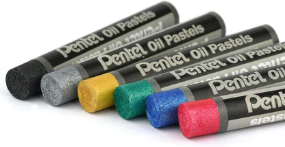 Pentel Oil Pastels Pack de 6 Pasteles Oleo Metalicos - Blandos, Cremosos y de Secado Lento - Colores Metalicos Surtidos 1 pieza(s)