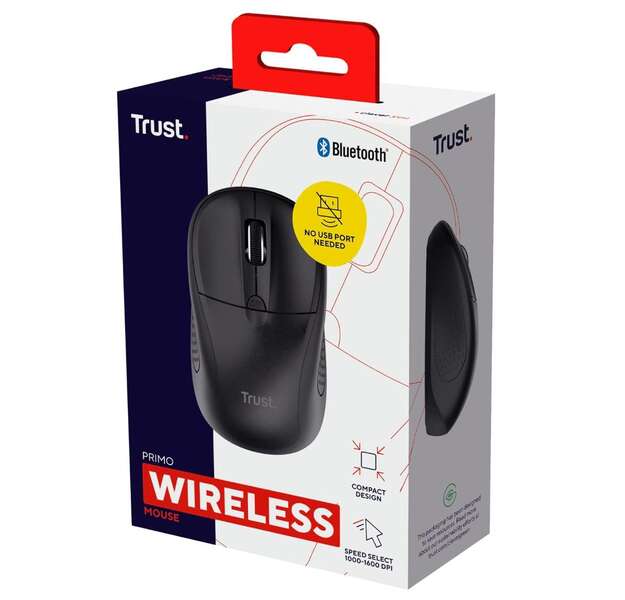 Trust - Primo ratón Ambidextro Viajes Bluetooth Óptico 1600 DPI