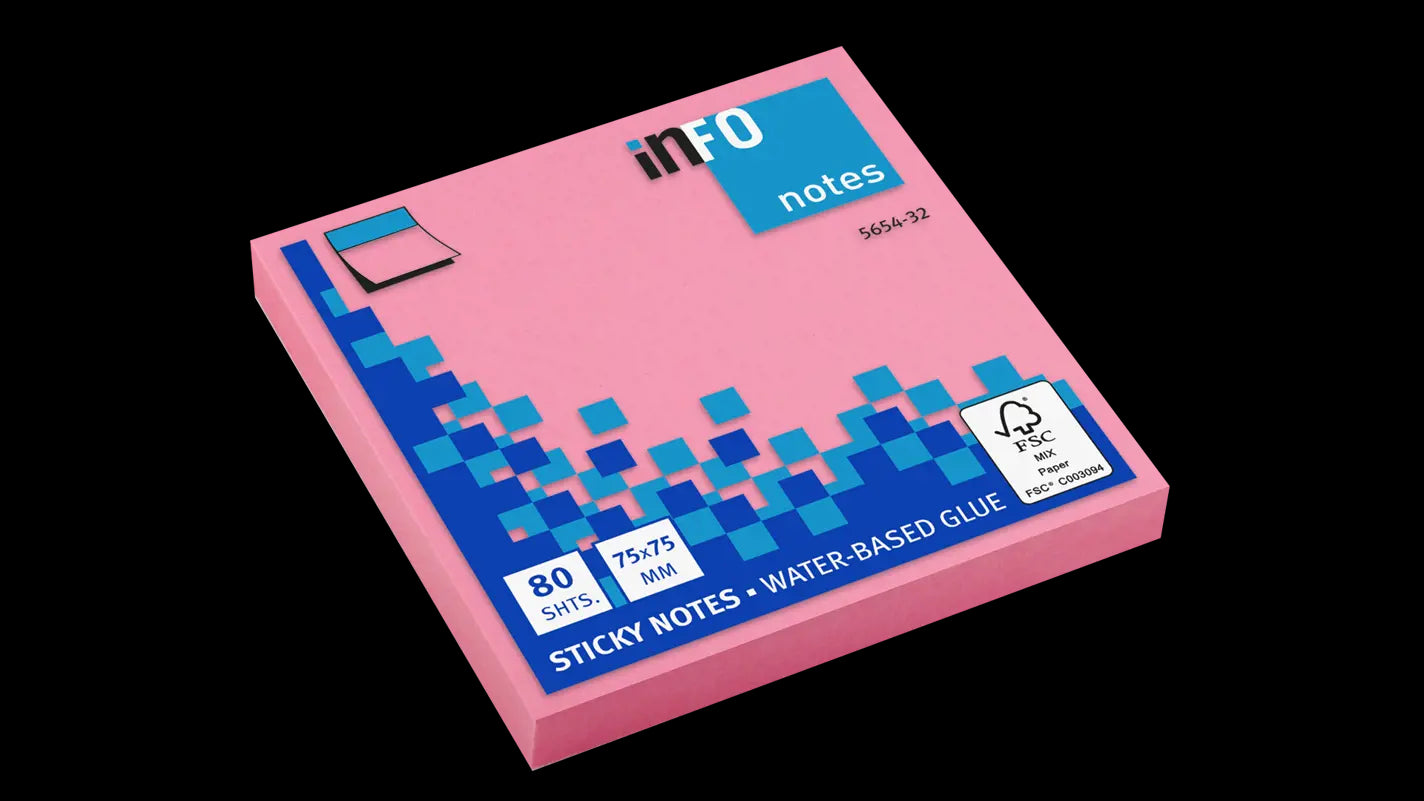 Global Notes inFO Brillant Bloc de 80 Notas Adhesivas 75 x 75mm - Certificacion FSC? - Color Rosa 1 pieza(s)