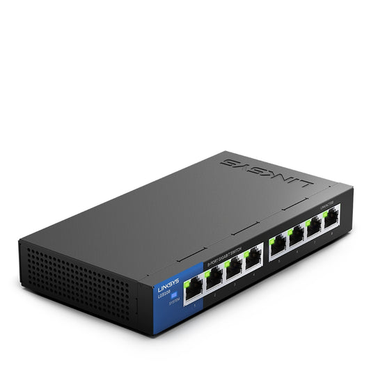 Linksys - Switch Gigabit de escritorio para empresas con 8 puertos (LGS108)