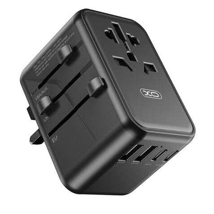 XO Adaptador de Viaje Universal - Conexiones para mas de 150 Paises - Salida de hasta 2500W - Puerto USB-C de 65W - Salida de Cinco Puertos - Color Negro 1 pieza(s)