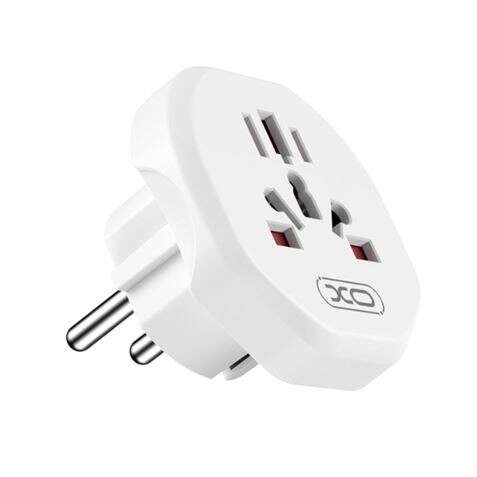 XO Enchufe de Pared Universal - Proteccion Infantil - 250V - 10Amp - 2500W - 58.2x55.6x49.4mm - Color Blanco 1 pieza(s)