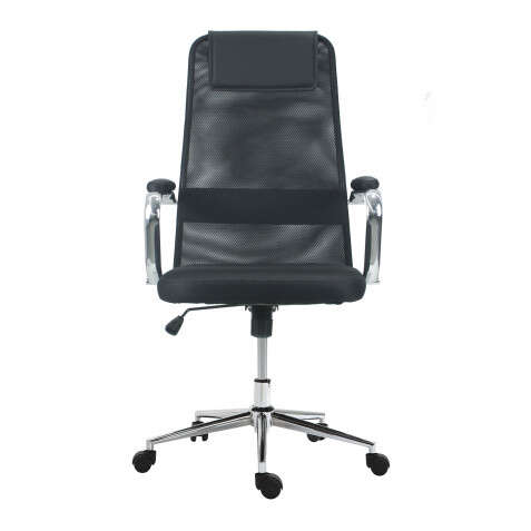 Muvip OF2000 Silla de Oficina - Altura Regulable con Elevacion a Gas - Soporte Lumbar - Asiento Acolchado - Base Giratoria de Acero de 320mm - Peso Maximo 100kg - Color Negro 1 pieza(s)